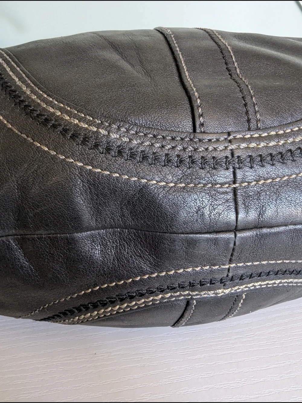 Coach Black Leather Hobo with Contrast Stitching